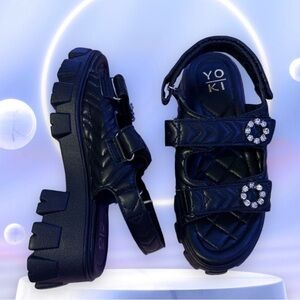 Yoki Black Sporty Platform Sandals